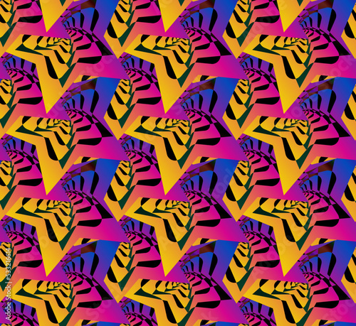 Colorful seamless pattern. Fractal curves. Colorful background.