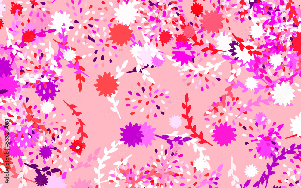 Light Purple, Pink vector doodle backdrop with flowers