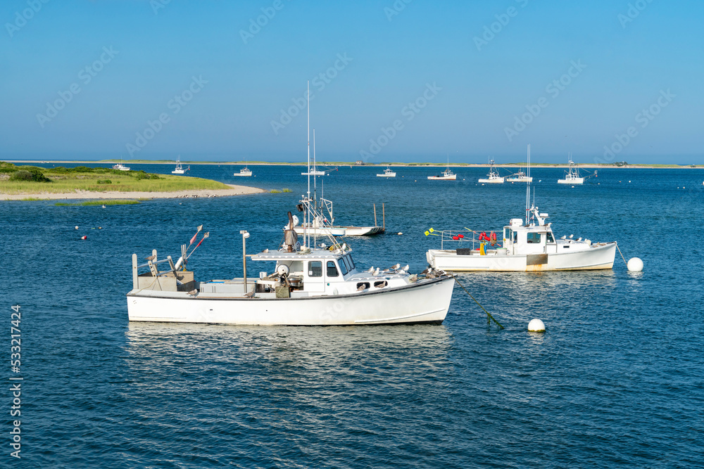 landscape of fishing boat in the harbor