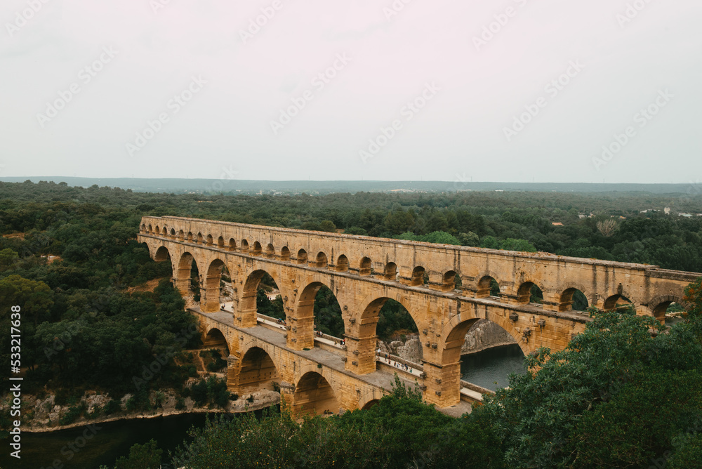 The roman aquaduc called Pont du Gard in south of France