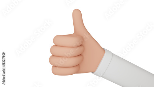 3d rendering of hand doing thumbs up with transparent background, like.