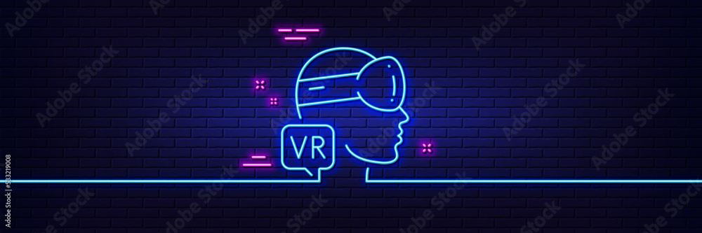 Neon light glow effect. Augmented reality line icon. VR simulation sign ...
