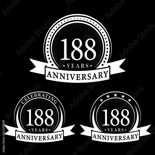 188 years anniversary logo collections. Set of 188th Anniversary logotype template. Vector and illustration.  photo