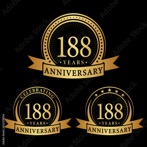 188 years anniversary logo collections. Set of 188th Anniversary logotype template. Vector and illustration.  photo