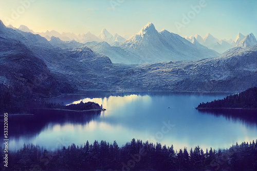 A beautiful lake in the mountains