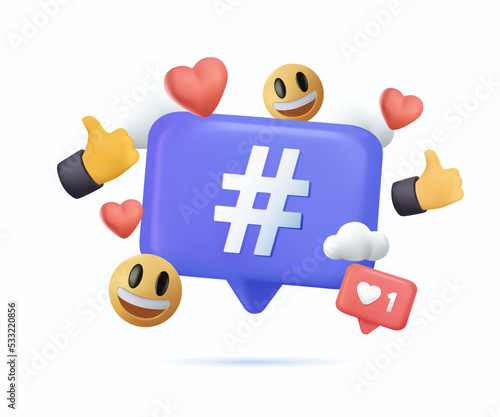 3D Social media blogger. Social media platform, online social communication concept. Influencer, post, story and avatar. Influencer posting personal blog. Comment Follower. 3D Web Vector Illustrations