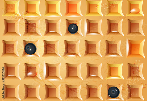 Belgian waffles with berries. seamless vector background