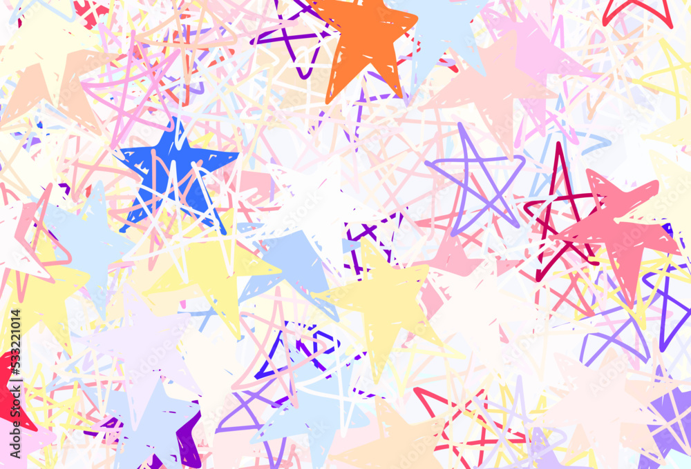 Light Multicolor vector background with colored stars.