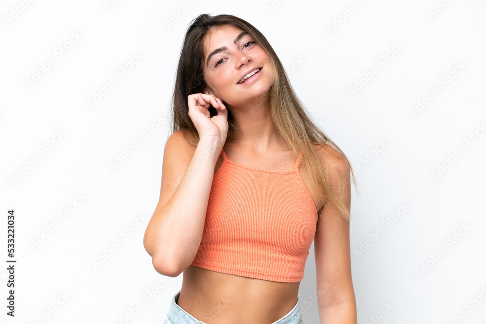 Young caucasian woman isolated on white background laughing Young caucasian woman isolated on white background laughing