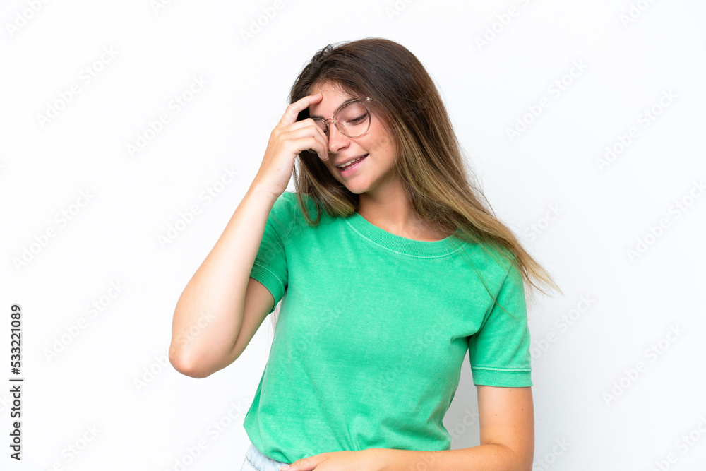 Young caucasian woman isolated on white background laughing Young caucasian woman isolated on white background laughing