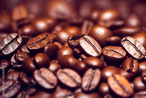 Coffee beans close up  Brown roasted coffee Beans background  3D illustration.
