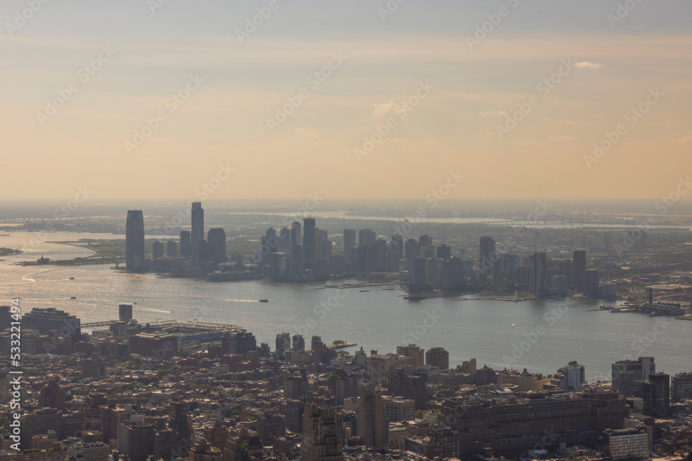 Beautiful arial panoramic view of New York city.