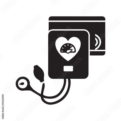 B.p blood pressure icon | Black Vector illustration |
