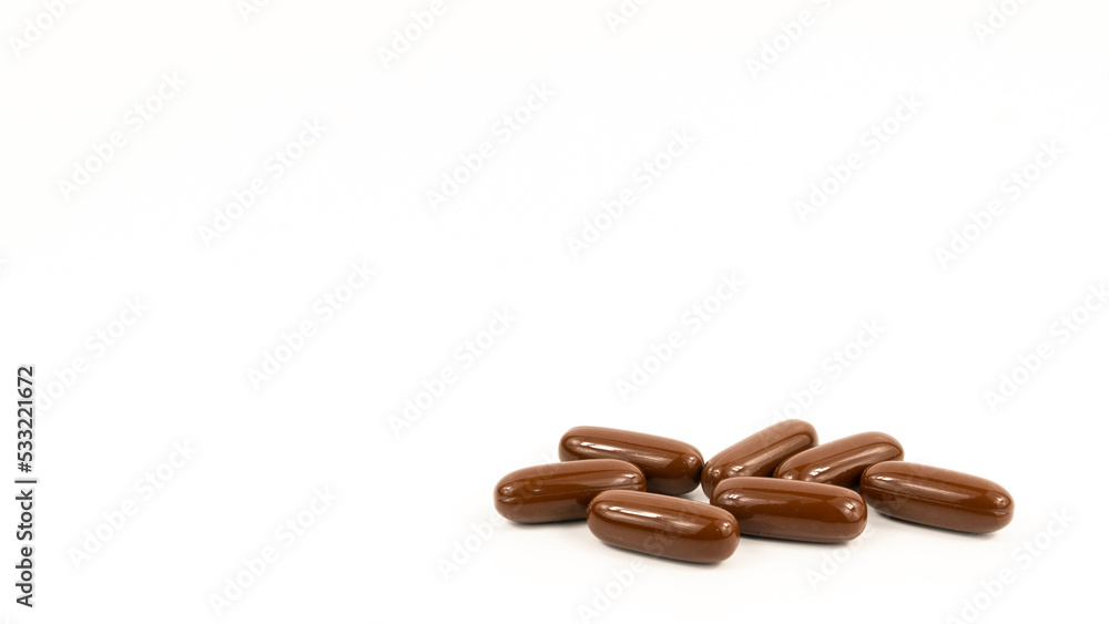 Pills isolated on a white background. Group of pills concept copy space for text Pills isolated on a white background. Group of pills concept copy space for text