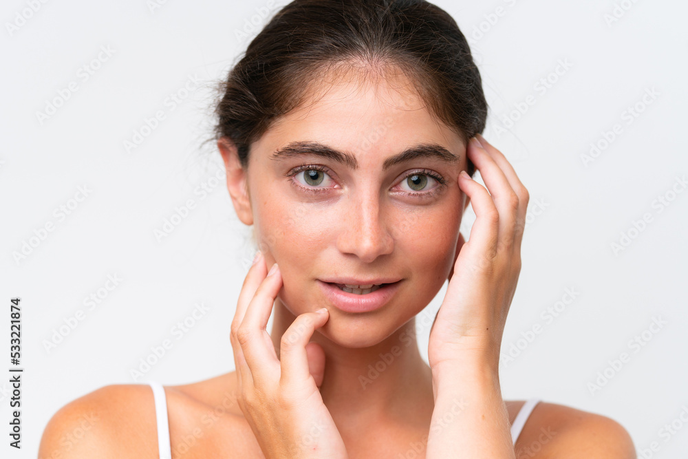 Young Pretty caucasian woman isolated on white background . Portrait Young Pretty caucasian woman isolated on white background . Portrait