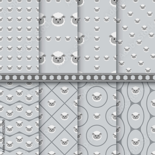 Set of Sheep seamless pattern