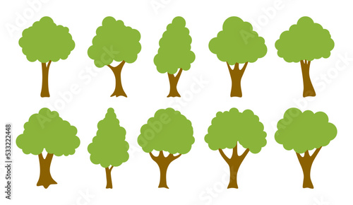 Set of hand drawn trees