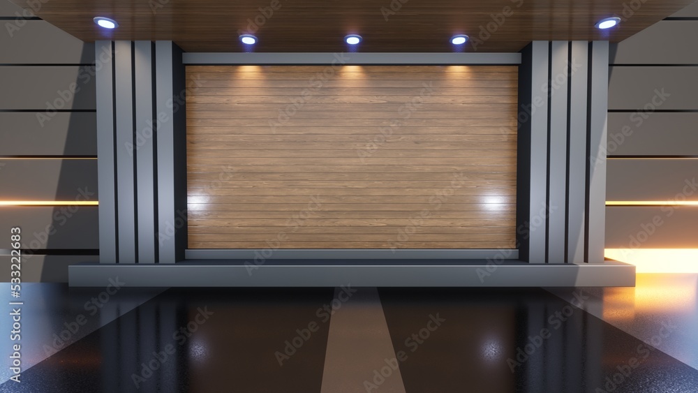 3D Virtual TV Studio News, Backdrop For TV Shows .TV On Wall.3D Virtual ...