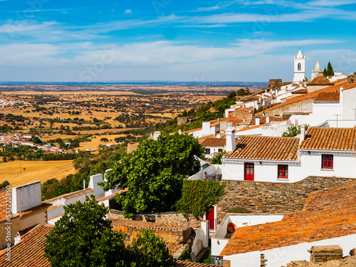 Picturesque view of Monsaraz, walled medieval village in Portuguese Alentejo region near the border with Spain
 photo