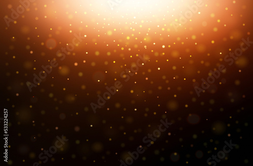 Glitter gold sparkling star dust falling shiny abstract bokeh background