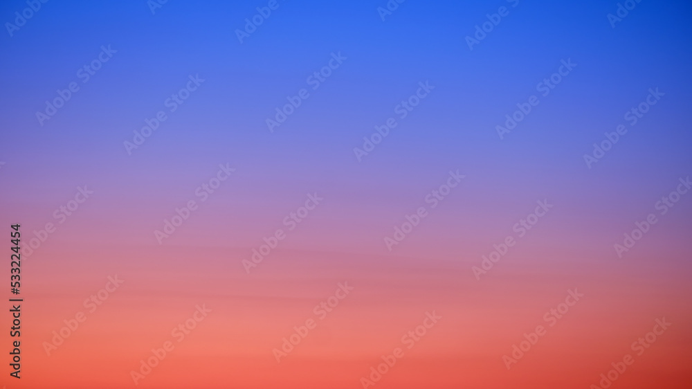 Gradient on the evening sky red blue color, beautiful copy space background