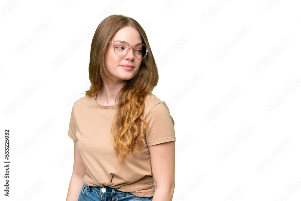 Young pretty woman over isolated background . Portrait Young pretty woman over isolated background . Portrait