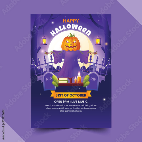 halloween vertical poster template vector design illustration