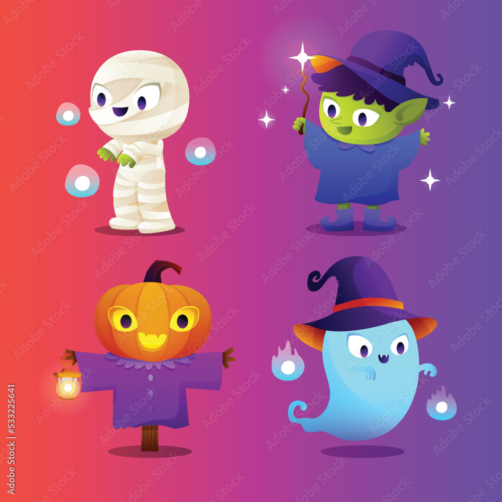halloween character elements collection vector design illustration halloween character elements collection vector design illustration