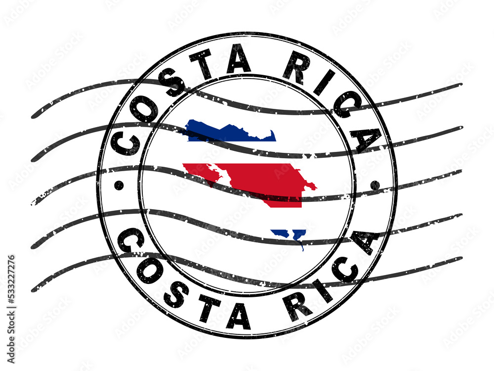 Map of Costa Rica, Postal Passport Stamp, Travel Stamp Stock ...