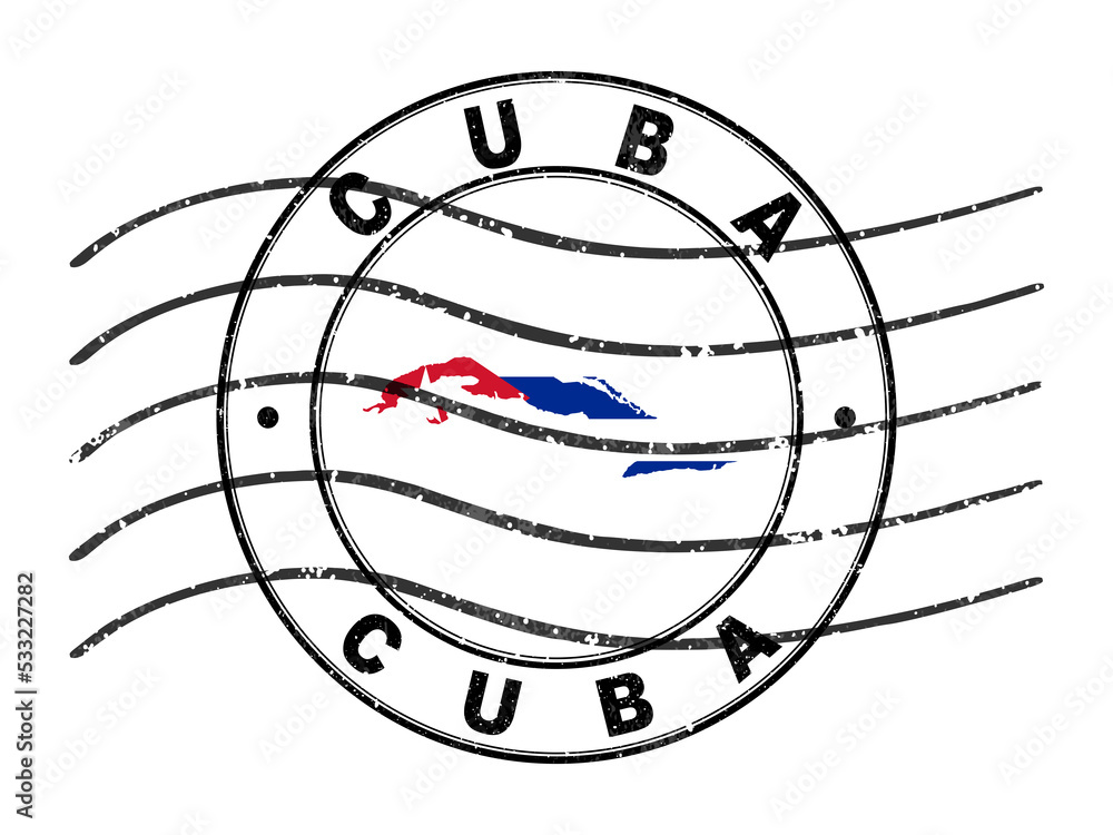 Map of Cuba, Postal Passport Stamp, Travel Stamp Stock Illustration Adobe Stock