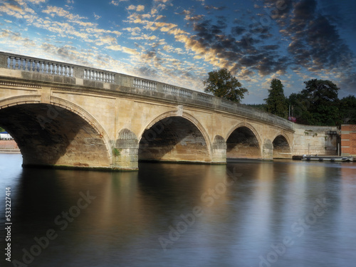 Henley Bridge over the River Thames between Oxfordshire and Berkshire at Twilight on a summer's evening