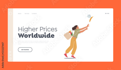 Higher Prices Worldwide Landing Page Template. Inflation, Price Rising Up, Rising Expenses due to Finance Crisis