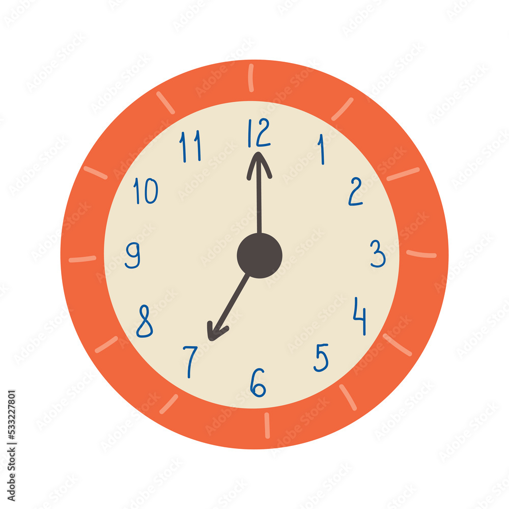 Classic wall clocks design. Red clock face. Template for your design