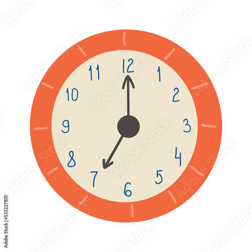 Classic wall clocks design. Red clock face. Template for your design works. Vector illustration.