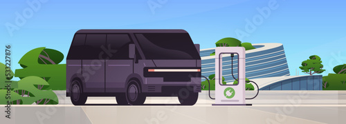 electric bus charging parking at the charger station with a plug in cable electrified transportation e-motion EV management