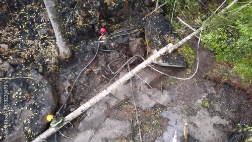 Wallpaper Mural The work of forest firefighters on a peat fire, shooting from a drone Torontodigital.ca