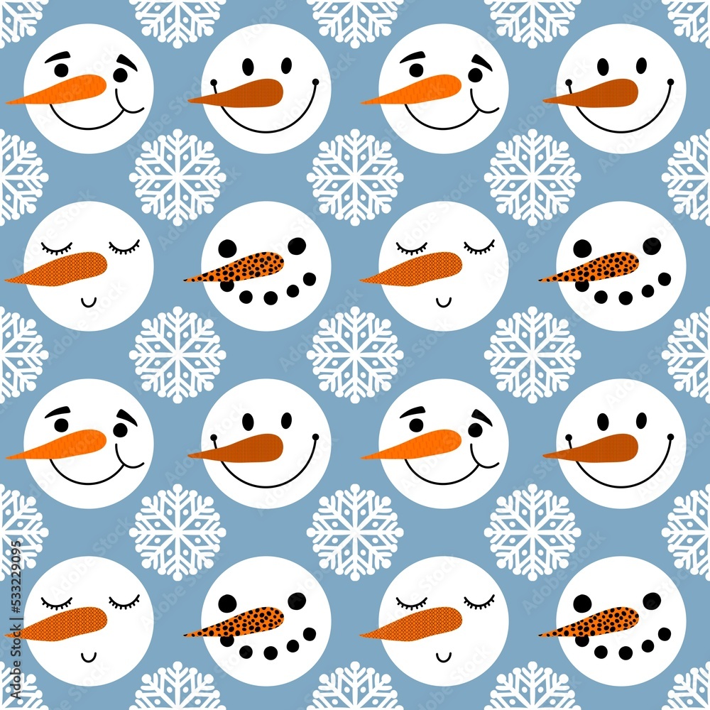 Winter ice snowman Christmas pattern for wrapping paper and Noel accessories and kids clothes print and fabrics Winter ice snowman Christmas pattern for wrapping paper and Noel accessories and kids clothes print and fabrics