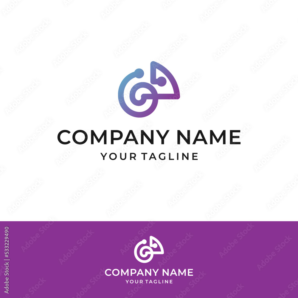 Line Art Chameleon Tech Logo Design 3 Line Art Chameleon Tech Logo Design 3
