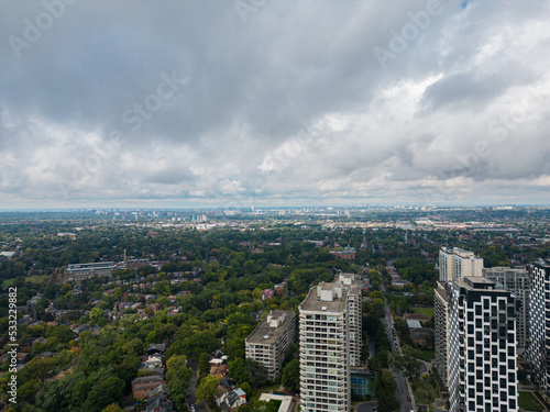 Down Town Toronto  buildings  and sky line  by Bloor street  cloudy day  © contentzilla