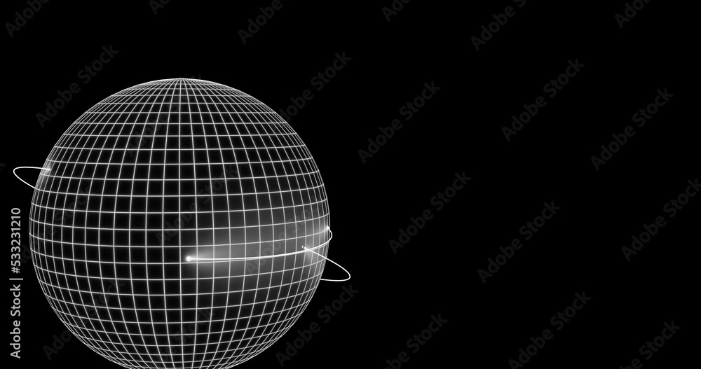 World sphere with lines depicting trajectories World sphere with lines depicting trajectories