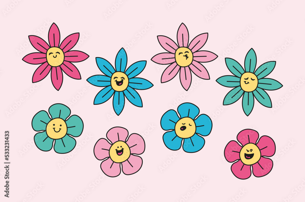 background with hand drawn colorful flowers