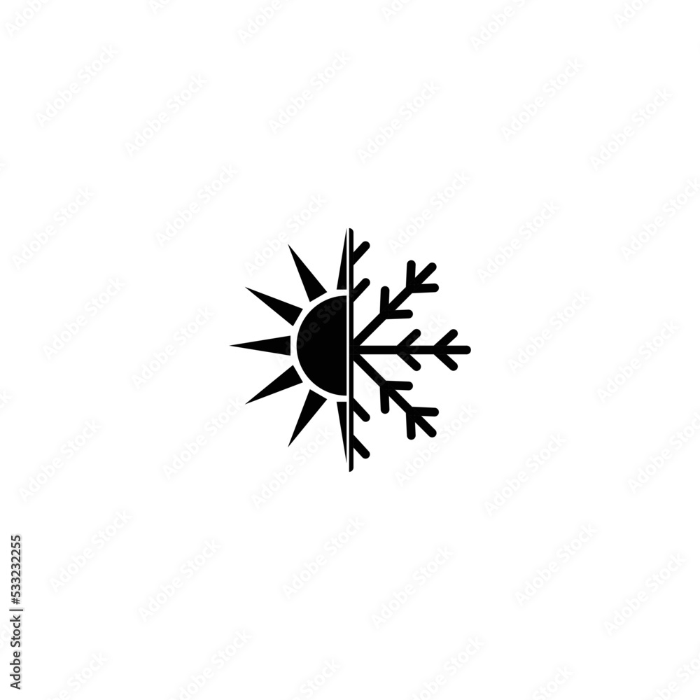 sun and snowflake icon vector Weather forecast symbol sun and snowflake icon vector Weather forecast symbol