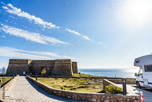 Caravan at old guards castle, Almeria Spain