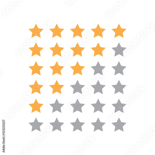 Star rating  yellow and gray . Vector image on white background.