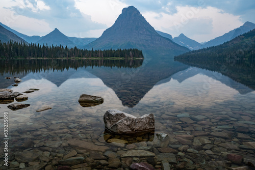 Sinopah Mountain Reflects In Two Medicine Lake photo