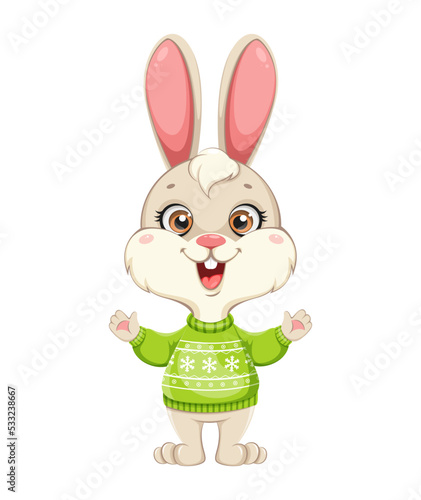 Cute Rabbit cartoon character. Funny bunny