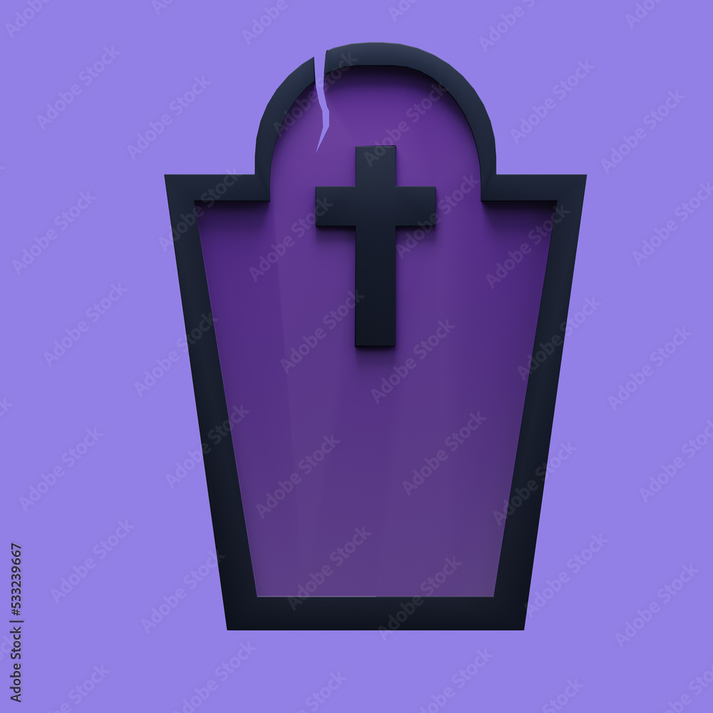 Obraz premium Happy Halloween with grave isolated on white background, traditional october holiday, 3d rendering.