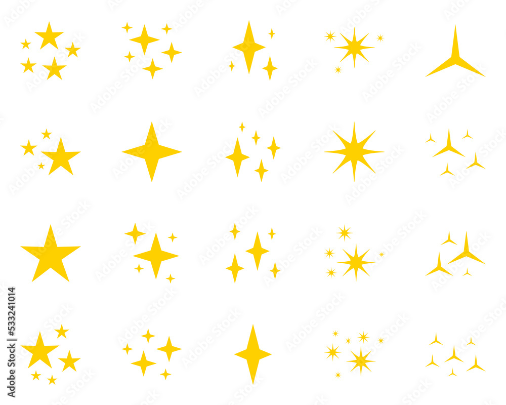 Set of stars sparkles, flat design Set of stars sparkles, flat design