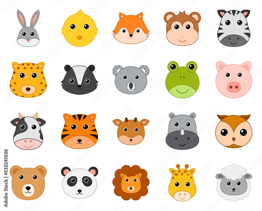 Set of cute wild animals