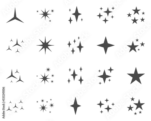 Set of stars sparkles, flat design © Pure Imagination